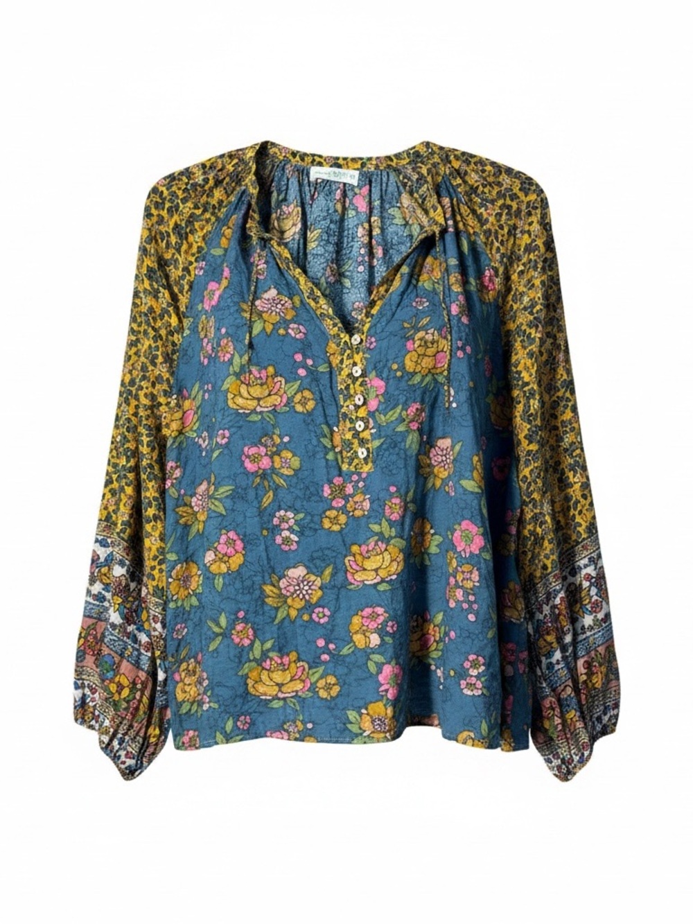 Natural Life XL Floral Print V-Neck Long Sleeve Blouse Top - Picture 2 of 8
